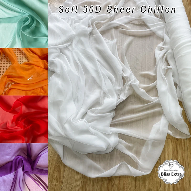 

30D Rayon Chiffon Fabric - Soft Sheer Silk-like Material for Doll Clothes, Dress,Shirt,Curtains, Wedding Decorations and Veils