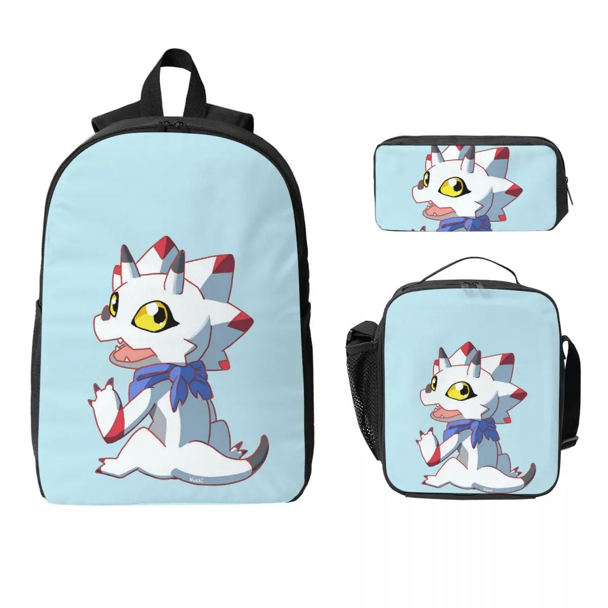 

Gammamon Digimon Backpack Student Boys Girls BookBag School Bag Computer Shoulder Bags 3ps Insulated Lunch Bag Pencil Case