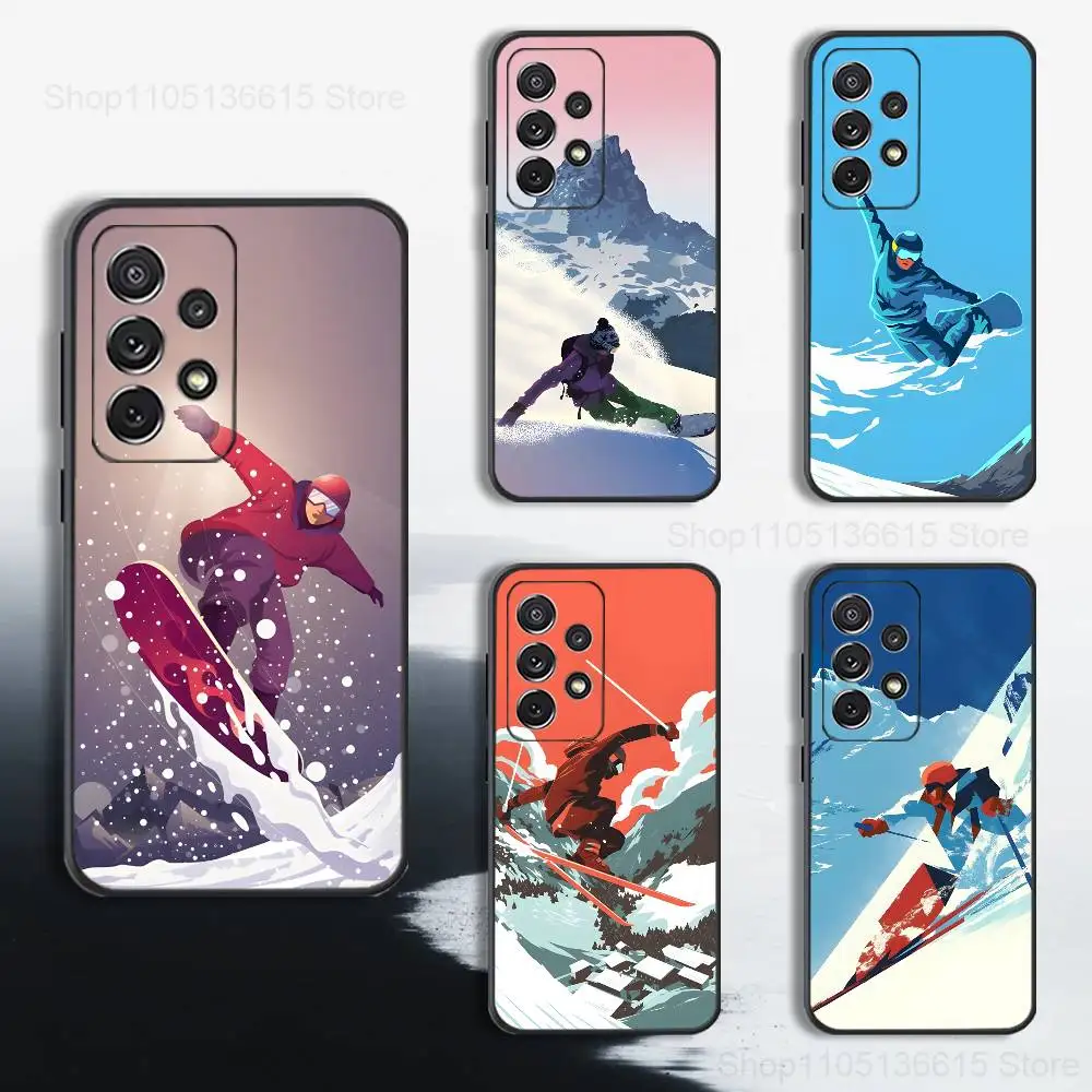 

Sport Snowboarding Art Phone Case For Samsung S25,S24,S23,S22,S21,S20,S10,S9,Ultra,Plus,Lite,FE,Soft Silicone Black Cover