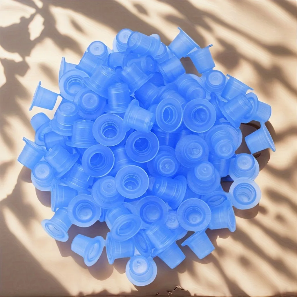 

500/200/100pcs Soft Silicone Tattoo Ink Cup Caps Blue Disposable Holder Containers for Permanent Tattoo Accessories Makeup Tools