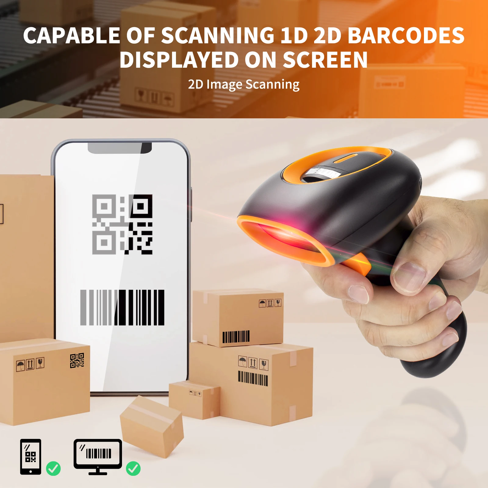 NETUM NT-K6 Handheld Wirelress Barcode Scanner AND K8 1D/2D QR Bar Code Reader PDF417 for IOS Android IPAD