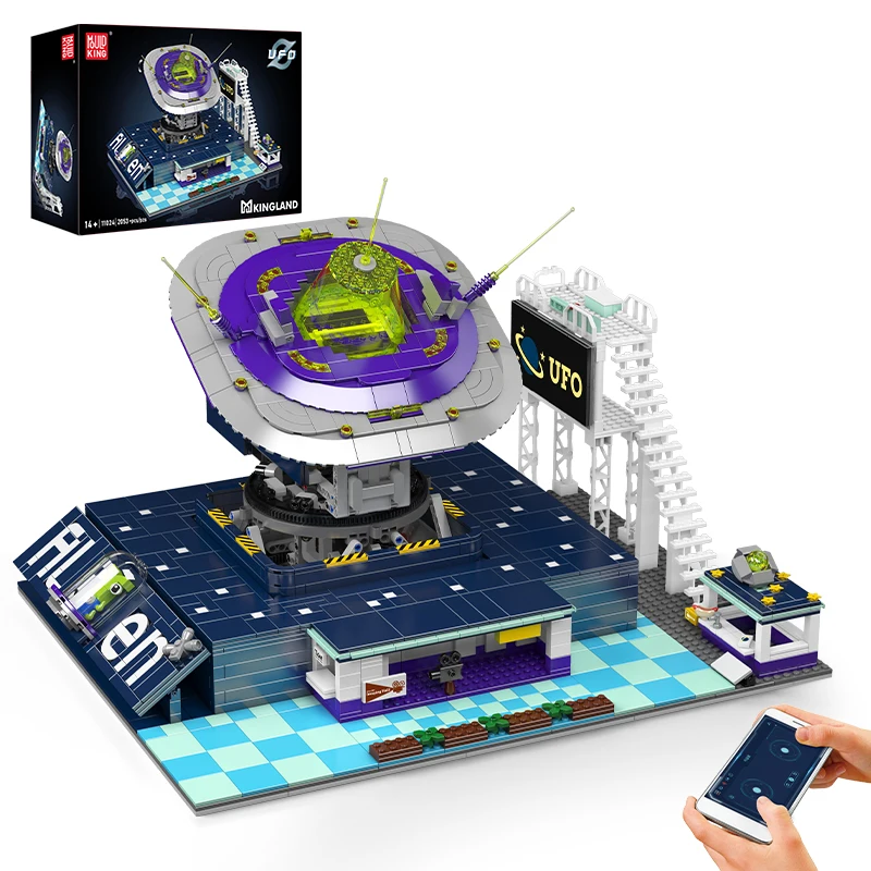 Schimmel Koning 2053 STUKS, 11024 Technische Afstandsbediening Alien UFO Monitoring Station Bouwstenen Set Kinderen Verjaardagscadeau