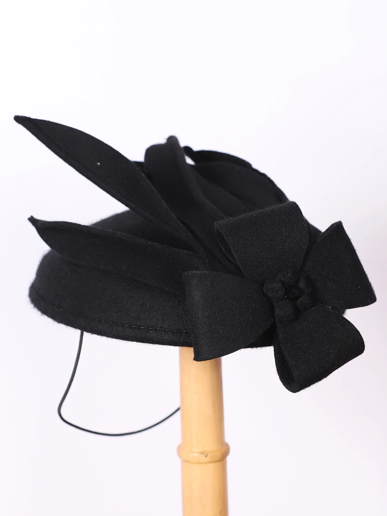 FS Wool Felt Fascinators Hats For Women Elegant Flower Black Pillbox Hat Vintage Wedding Dress Fedoras Church Ladies Formal Caps