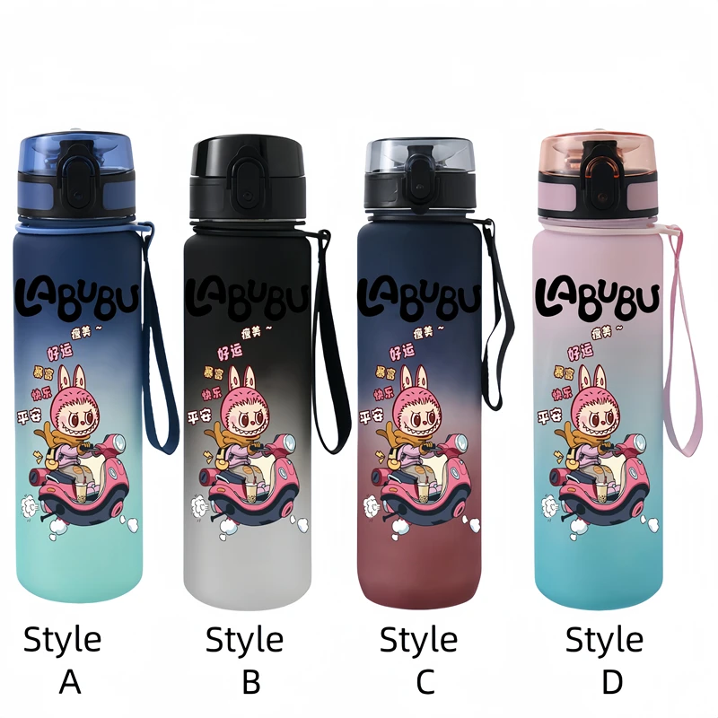 LABUBU 650ml Cartoon Characters Portable Water Cup Large Capacity Sports Outdoor Plastic Leak-proof Water Bottle Children's Gift