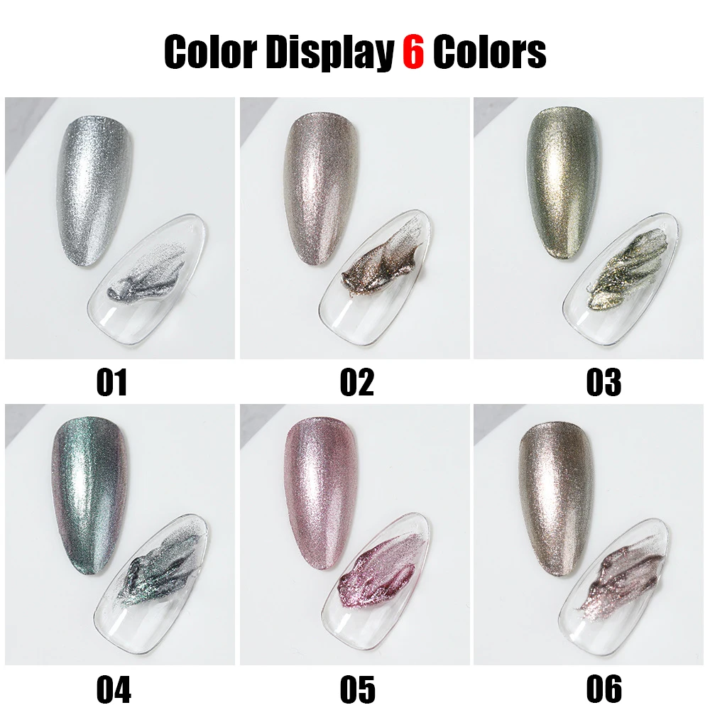 Vendeeni 6 Colors/Set Cream Metal Gel Nail Polish Glitter Platinum UV Soak Off Gel Varnish Nail Edge Painting Line Gel Lacquer