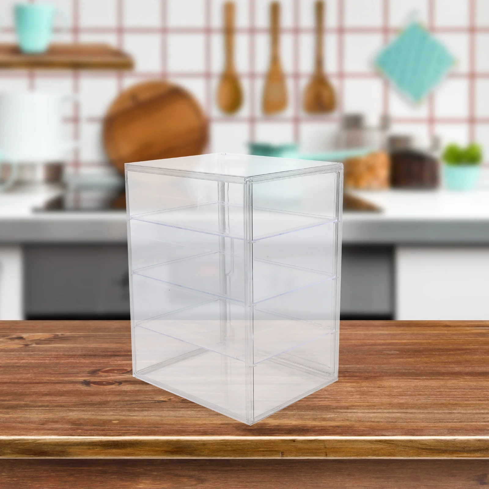 

Bread Display Case 4 Layer Adjustable Transparent Magnetic Door Kitchen Counter Bakery Storage Pastry Container Food Cake Stand