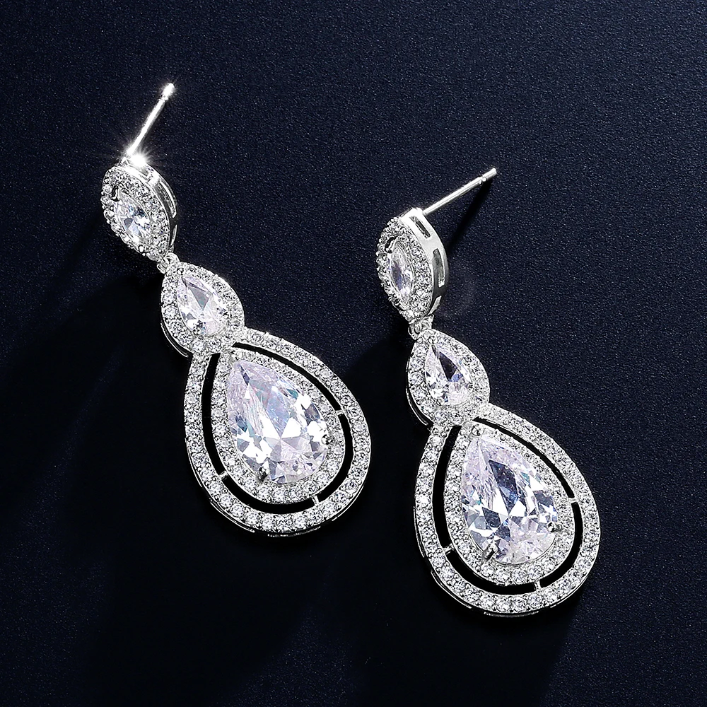 ZAKOL Luxury AAA Cubic Zirconia Water Drop Earrings for Women Gorgeous Bridal Wedding Party Jewelry