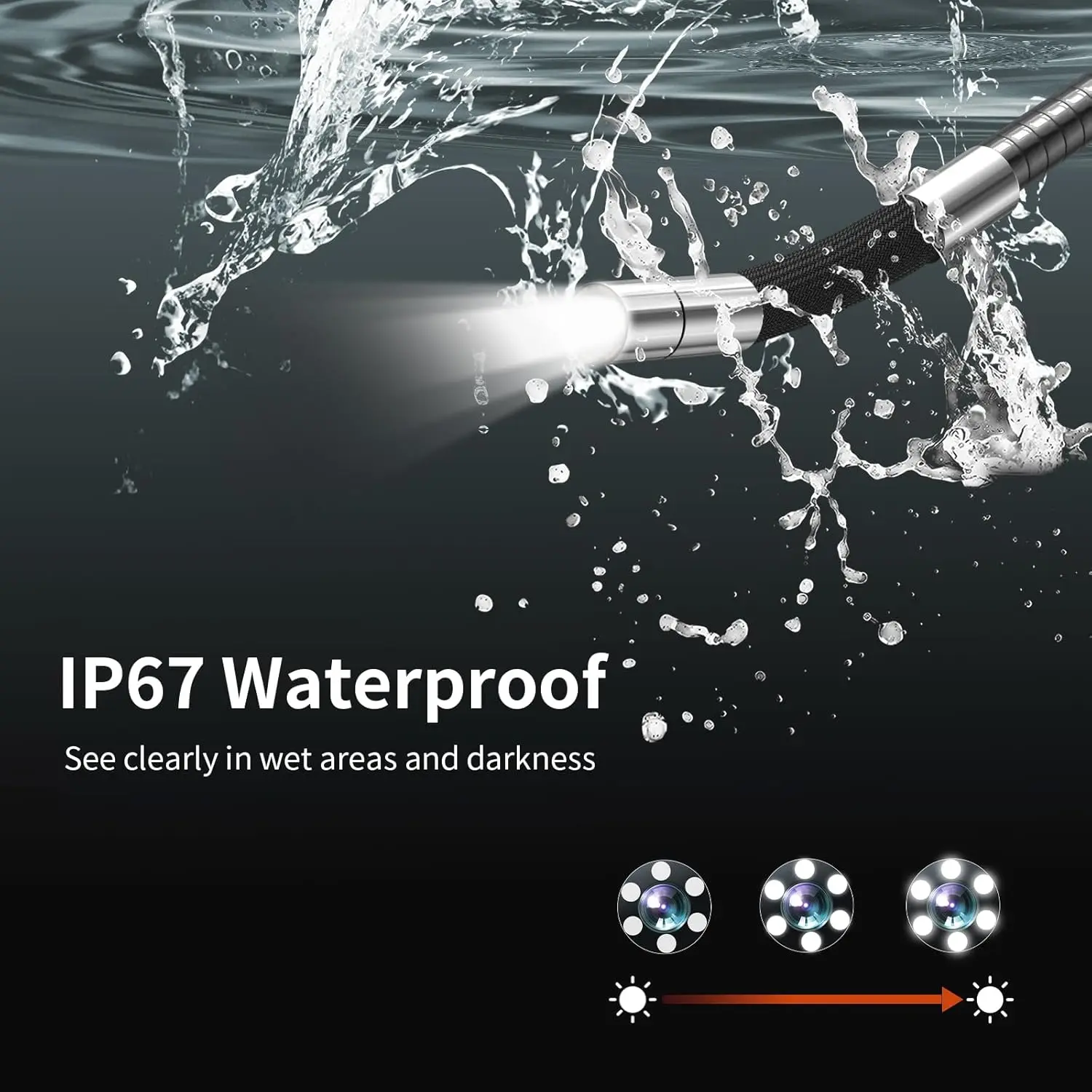 Endoscópio industrial com câmera de inspeção de cobra articulada de 0,24 polegadas, câmera de escopo de fibra óptica flexível para mecânica de aeronaves