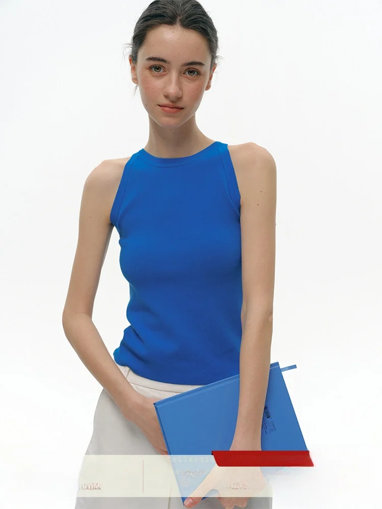 

Женская летняя вязаная майка Who Peach, новая, простая, модная, с открытыми плечами, универсальная, из хлопка, повседневная верхняя одежда