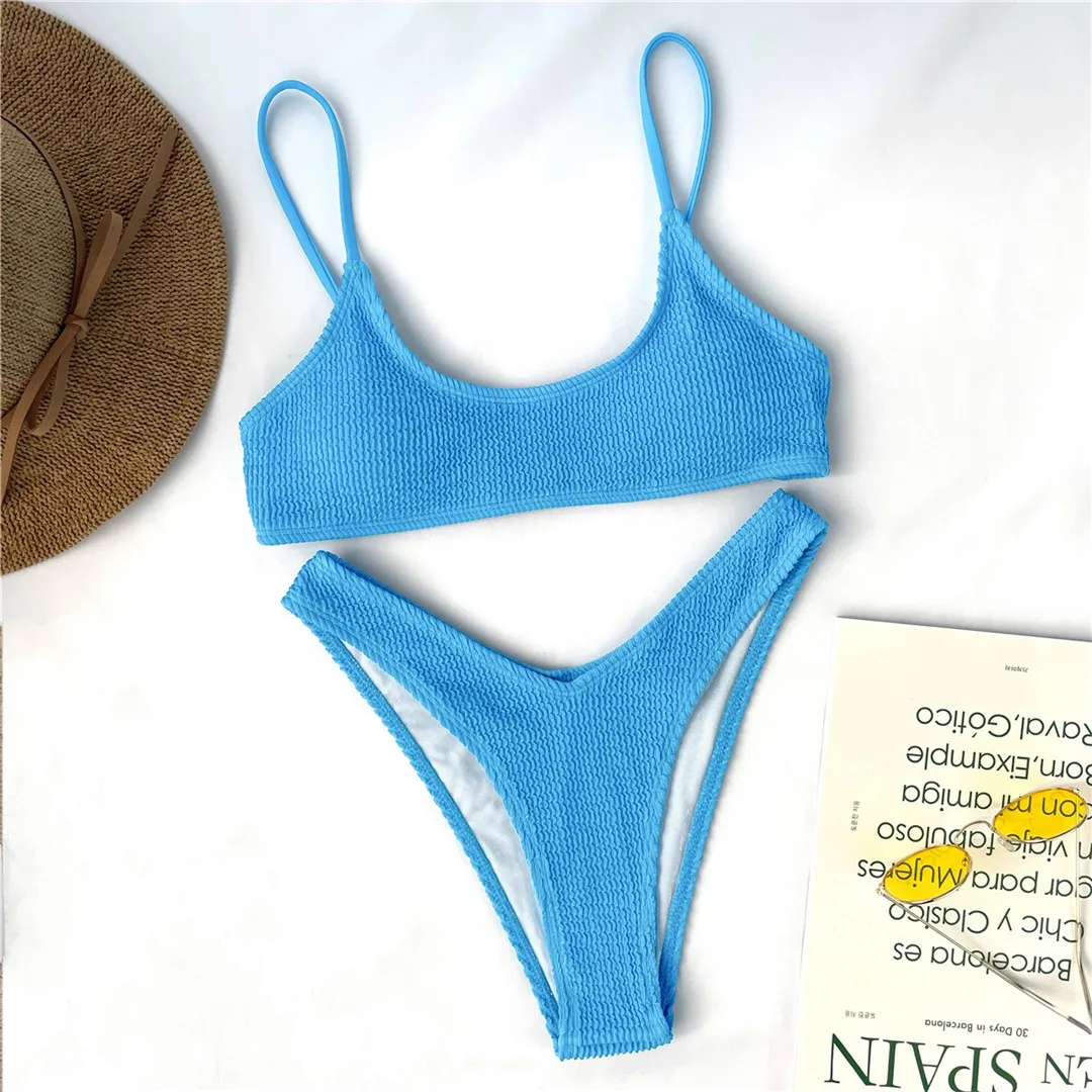Neuer, sexy, geraffter Bikini, Damen-Badeanzug, zweiteiliges Bikini-Set, mittelhoher Bund, Badebekleidung, Badeanzug, Modell V3032P. – Detail 32
