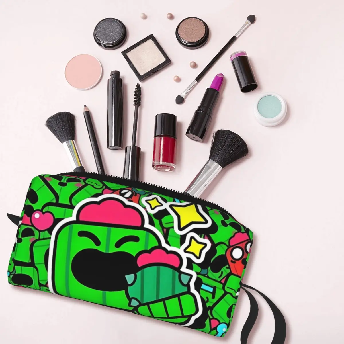 Brawll Emz Spike mencicit tas kosmetik wanita Makeup tas permainan kartun perjalanan ritsleting tas perlengkapan mandi Organizer tas penyimpanan