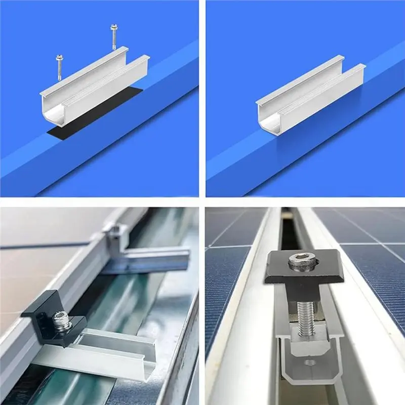 AB42-Solar Mounting Kit 120Mm U-Rail-Complete Set Side And Mid Clamps Panel