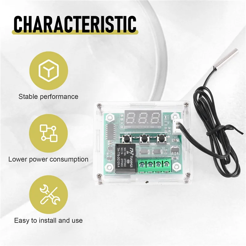 BAAG-4X W1209 DC 12V Thermostat Temperature Control Switch Thermometer Controller With Digital LED Display With Case