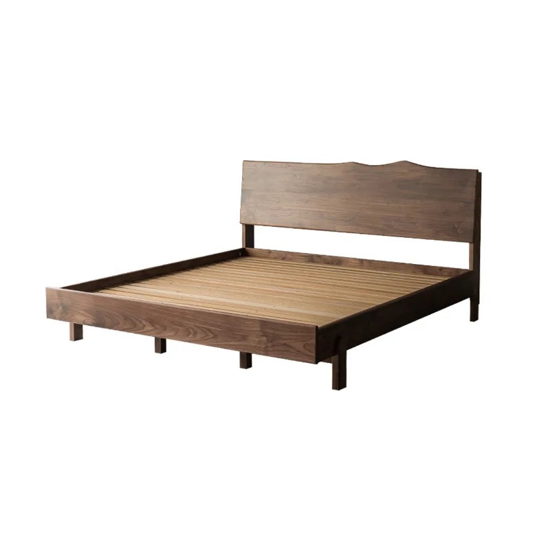 

North American black walnut Nordic modern simple 1.8 meters cherry wood red oak all solid wood double bed solid wood bed