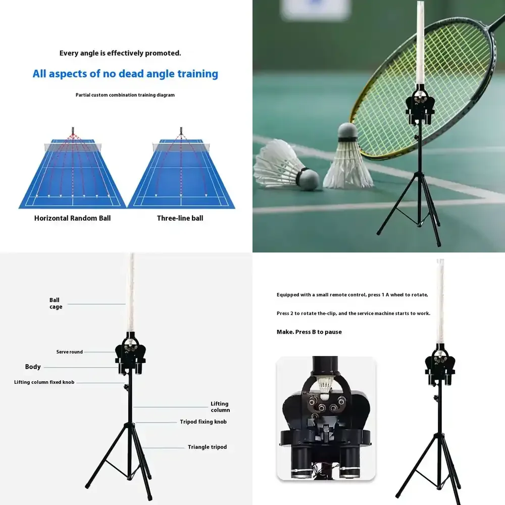 Intelligent Shuttlecock Practice Shooting Machine Remote Control Automatic Serve Badminton Training Equipment for Player