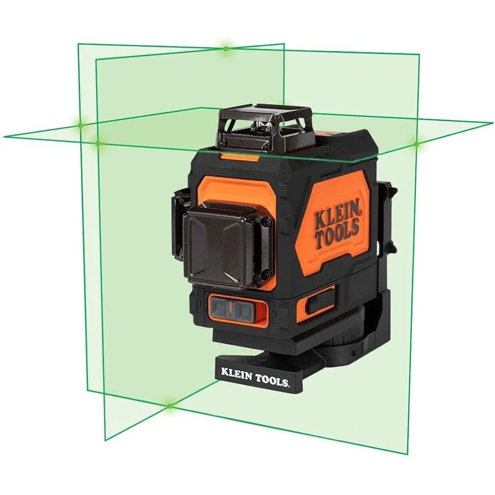 Klein Tools-Self-Leveling Laser Level, Green 3x360-Deg Planes, Rechargeable Battery, Magnetic Mount, Class II Laser, 93PLL