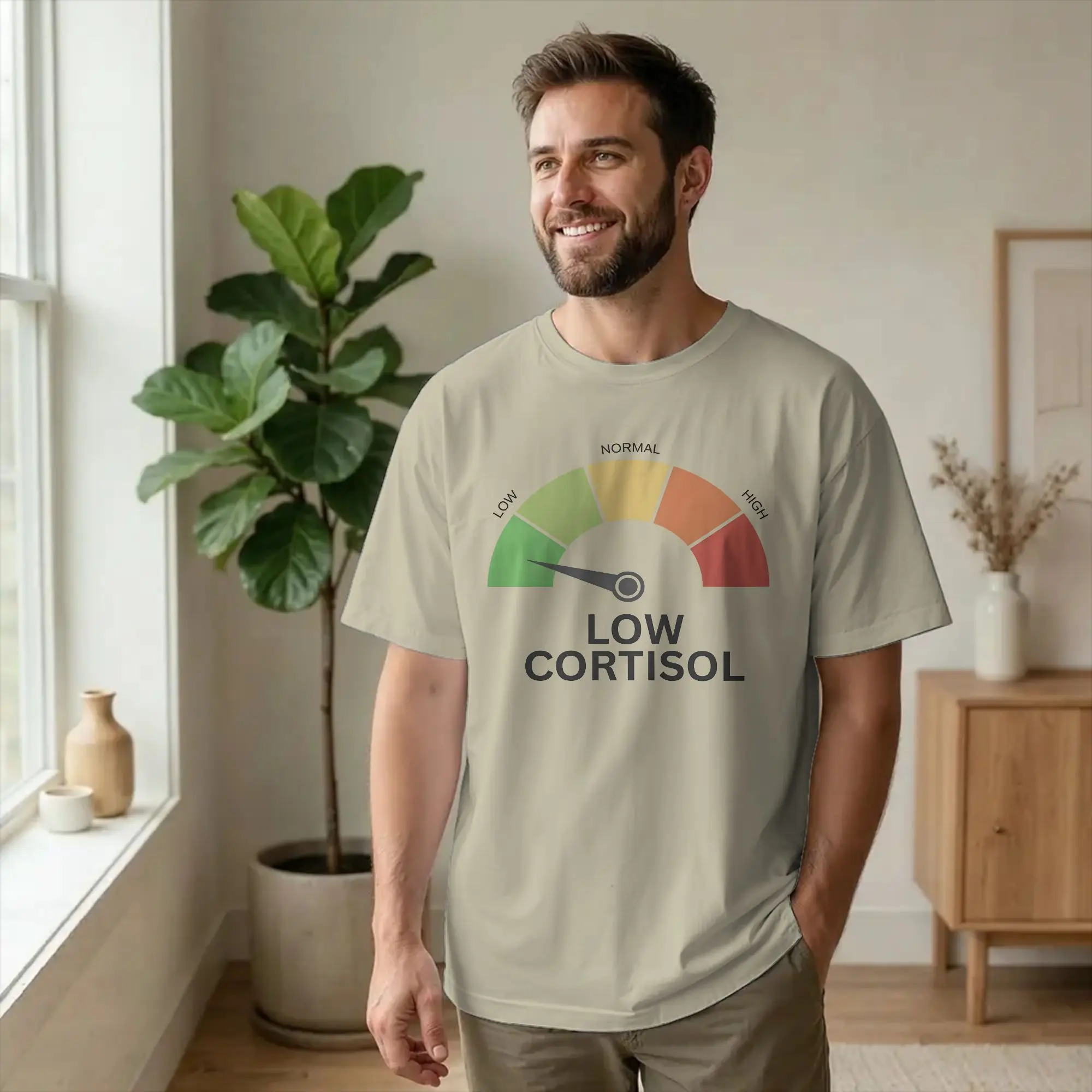 Fashion Low Cortisol Level Funny Meme T-Shirt for Men Women O Neck Pure Cotton T Shirts  Short Sleeve Tee Shirt Printed Tops