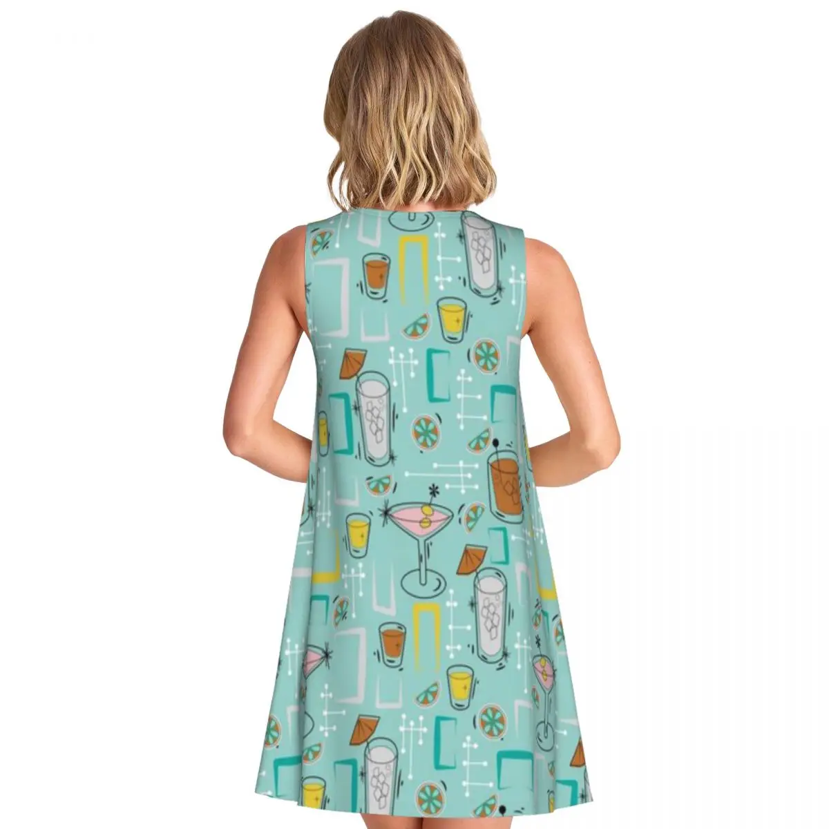 Green Midcentury Cocktail Women's Sleeveless Outing Ruched Dress Loli Evening Dress