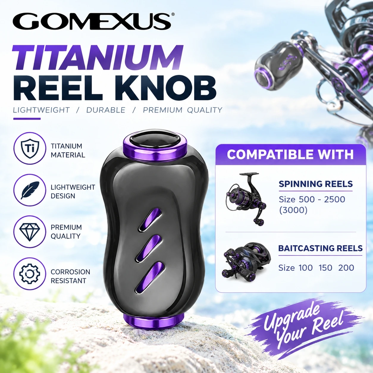 Gomexus Knopf 22mm Titan Angelrollenknopf für Shimano Daiwa Baitcaster Spinnrollen – Detail 3