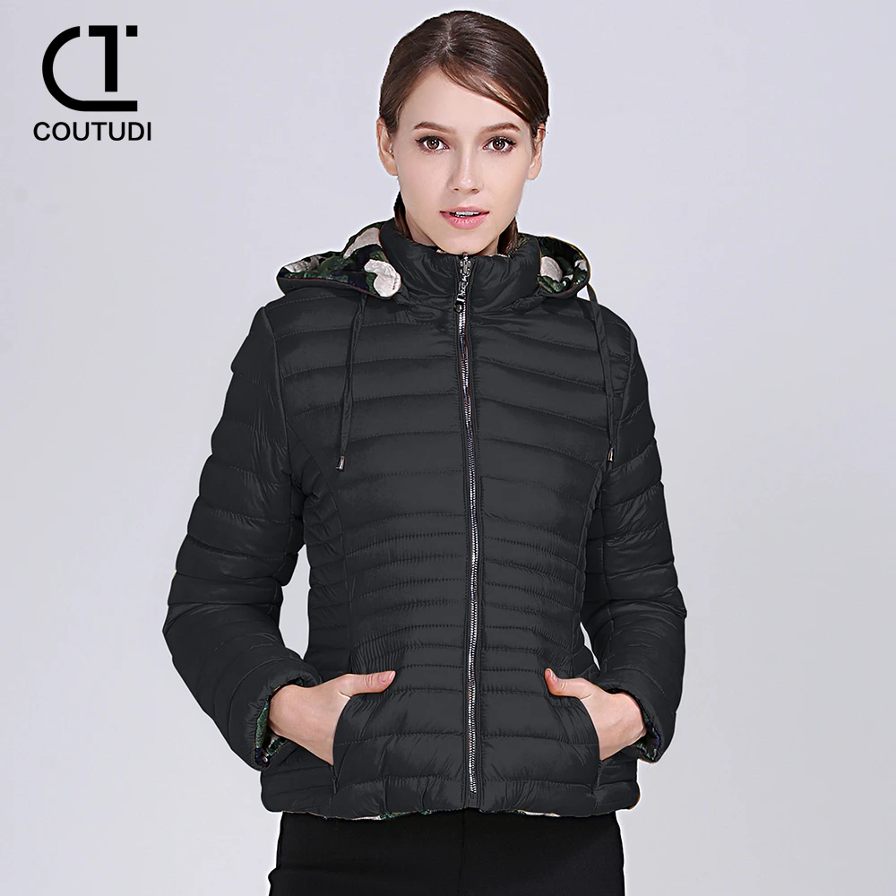 COUTUDI-Two-sided Coat for Women, Loose Parkas, Female Windbreaker, Sports Jackets, Winter Outwear, Plus Size