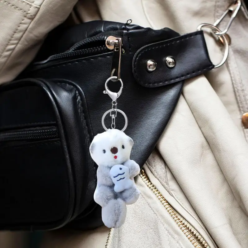 Animal Plush Keychain Soft Cuddly Stuffed Animal Keychain Purse Pendant Keychain Accessories Cute Animal Doll Keychain For