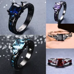 New European And American Creative Accessories Fashion Female Zircon Hand Jewelry Black Gem Wedding Ladies Ring