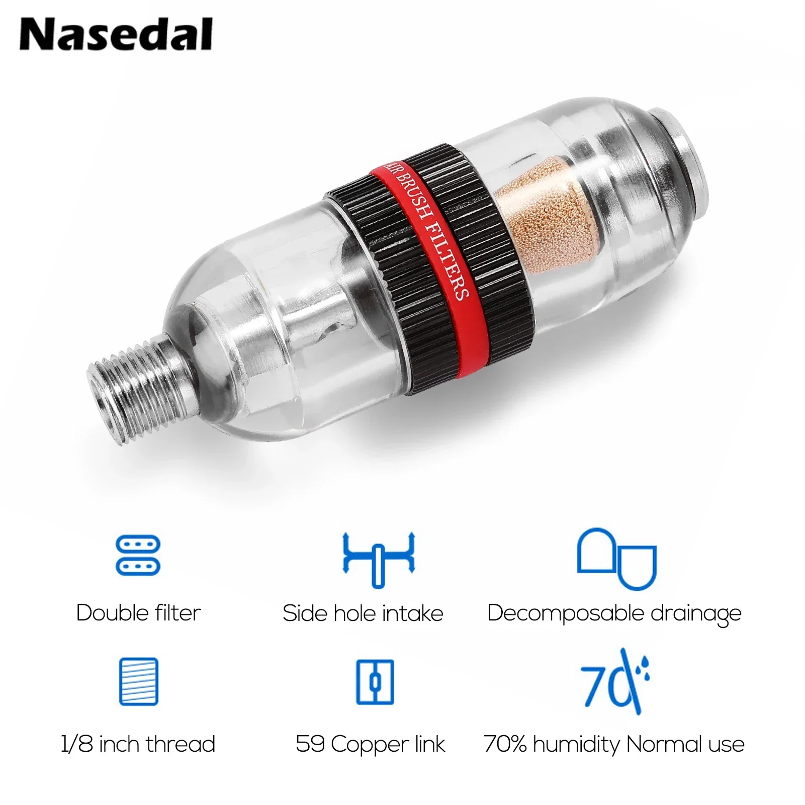 Nasedal Professional Airbrush Air Filter Tail Water Air Separator Strainer Airbrush Spray Gun Accessories 1/8 Interface