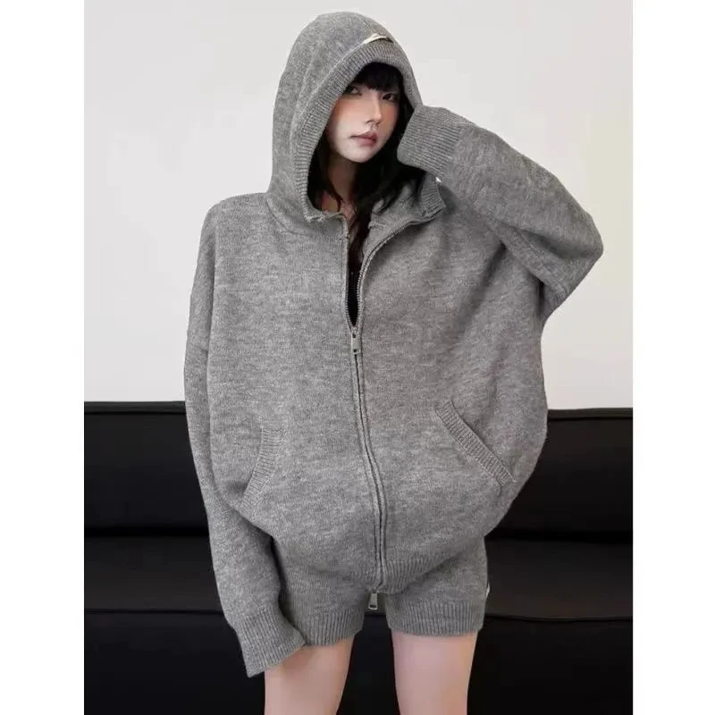 

Американские стильные новые комплекты из 2 предметов в стиле ретро, женские шорты с длинными рукавами, осень-зима, шикарные наряды в корейском стиле Y2k