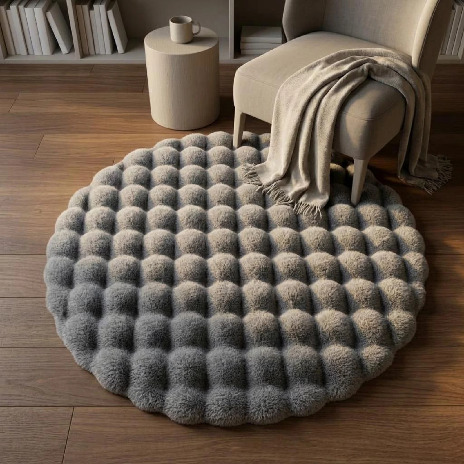 Faux Rabbit Plush Rug Luxuriously Soft Bubble-Textured Rug Home Textile Cushioned Indoor for Living Room