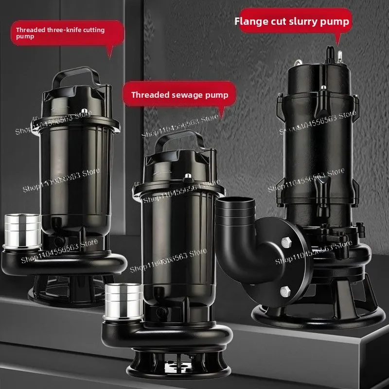 220V Sewage Cutter Pump, Submersible Mud Pump for Septic Tank & Waste Water