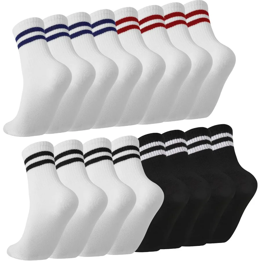 8 pares de calcetines a rayas para deportes atléticos y correr, tela suave y transpirable, ideales para entrenamientos de gimnasio, tiempo libre y diario