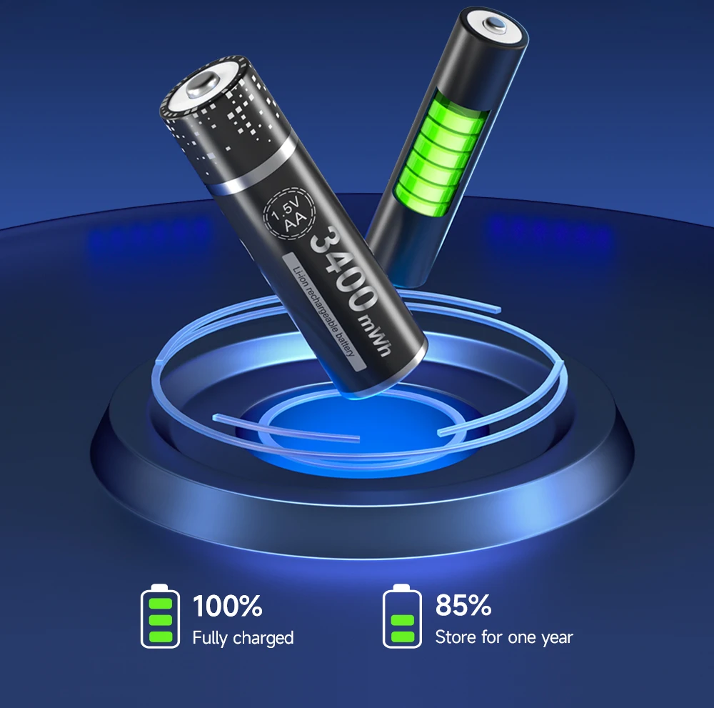 PALO 3400mWh Lithium 1.5V AA Akumulator 900mAh Li-ion 1.5V AAA Batteria z szybką ładowarką LCD do klawiatury zabawkowej