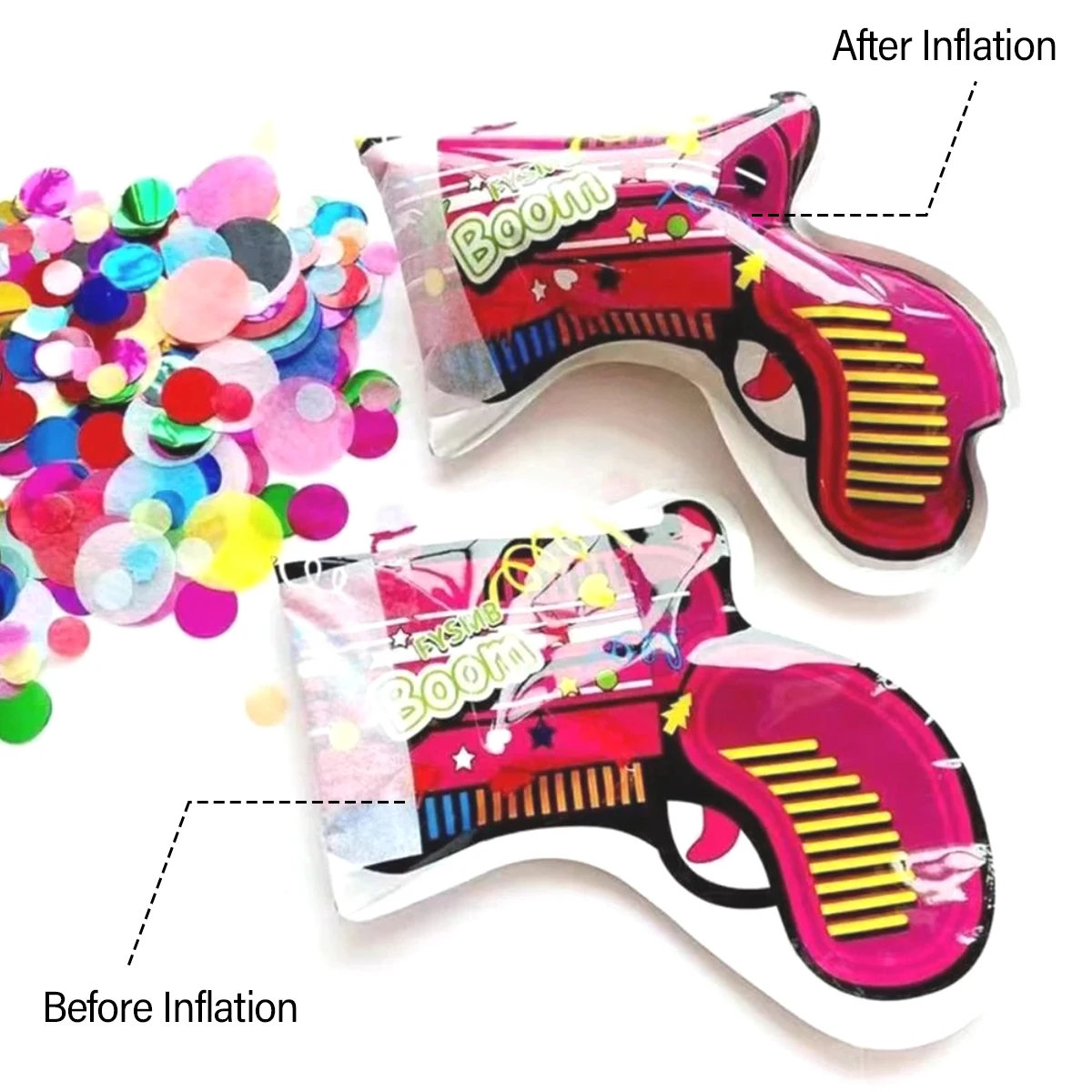 40/10Pcs Fireworks Inflatable Confetti Gun Manual Inflation Poppers Confetti Shooter Hand Confetti Cannon Color Inflatable Toy view 5