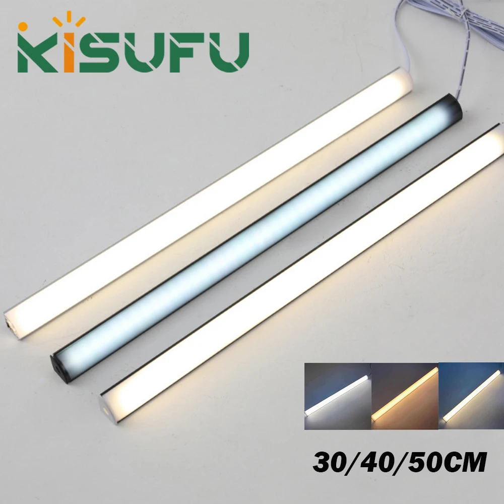 30/40/50CM 90° LED Hard Tube Lamp DC12V High Bright White Natural Warm Aluminum LED Cabinet Lamp Cabinet Kitchen Night Lighting