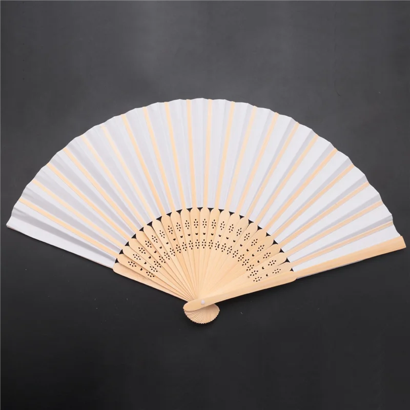 Promotion!250 Pcs/Lot White Folding Elegant Paper Hand Fan Wedding Party Favors 21Cm(White)