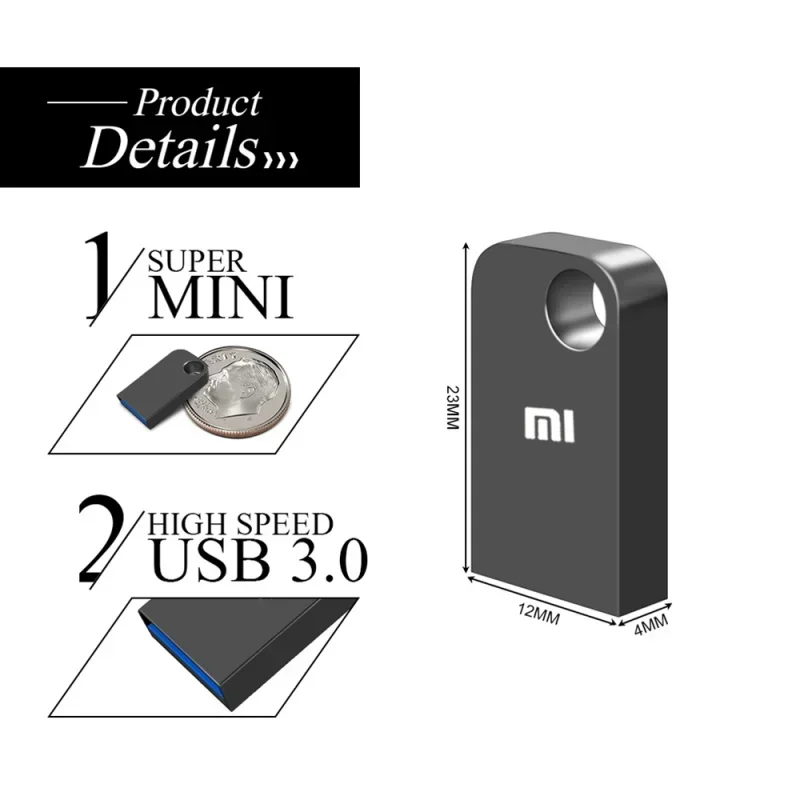 New Xiaomi Mini U Disk Portable USB Memory 2TB 1TB 512GB Flash Drives Metal USB3.0 High Speed Waterproof Pen Drive Stick