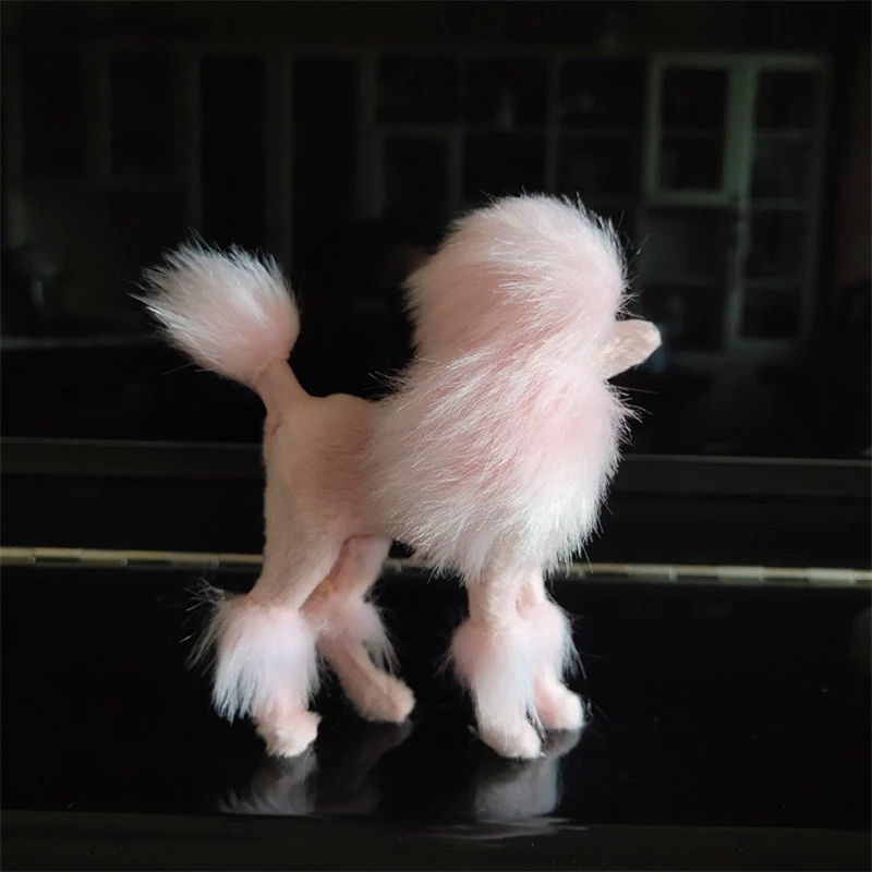 11cm elegante rosa poodle figura simulação cão brinquedos de pelúcia artesanato decoração para casa sala estar