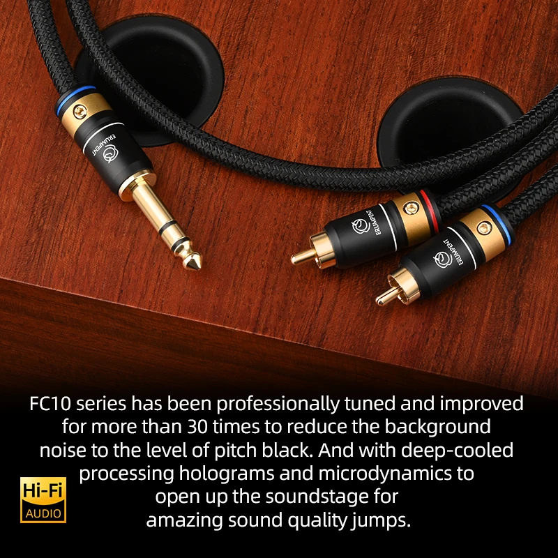 

High Quality HiFi 6.5mm to 2RCA Audio Cable Copper Mixed Silver Stereo 6.5 mm Jack to 2RCA Male for Guitar Speaker Amplifier