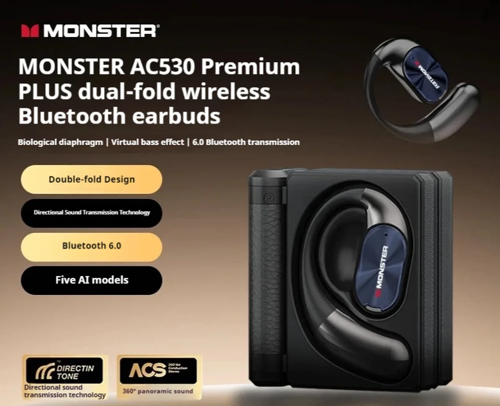 

Беспроводные Bluetooth-наушники MONSTER AC530 с шумоподавлением, динамическим драйвером из био-волокна, складные, для прослушивания музыки, подарок