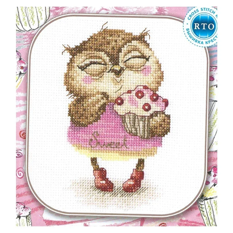 Amishop Gold Collection Lovely Counted Cross Stitch Kit Sweet Tooth Sweet-Tooth Owl Icecream Rto C232