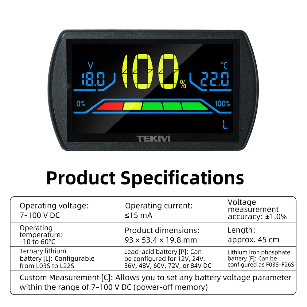 Digitales Lithium-Batterie-Voltmeter mit LCD-Display, 7-100V Weitbereich für Elektrofahrzeuge und Kraftwerke – Detail 11
