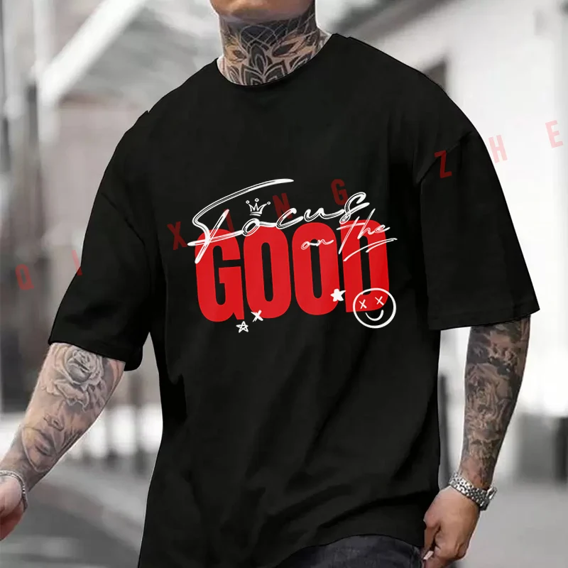 

Focus On The Good Design 2026 Cotton Casual T-shirts Mens Summer Motorcycle Cycling Sportswear Top Tee