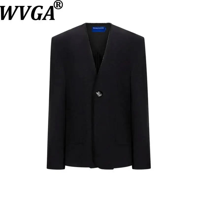 WVGA Spring Autumn New Men One-button Elegant Trendy Long Sleeved Blazer Niche Casual Straight Suit Pants Two Pieces Sets W25638