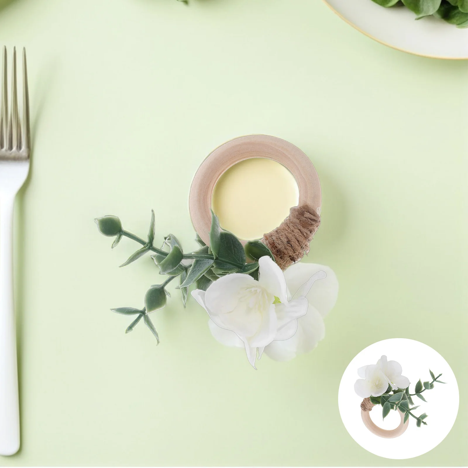 

6Pcs Napkin Rings Eucalyptus Faux Flower Wedding Banquet Birthday Party Table Decor Rustic Leaves Serviette Buckle