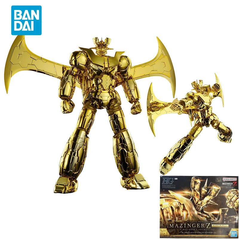 Spot Direct Delivery Bandai Original MAZlNGER Z Anime Model HG 1/144 MAZINGER Z GOLD Ver. Action Figure Toys Gifts for Kids