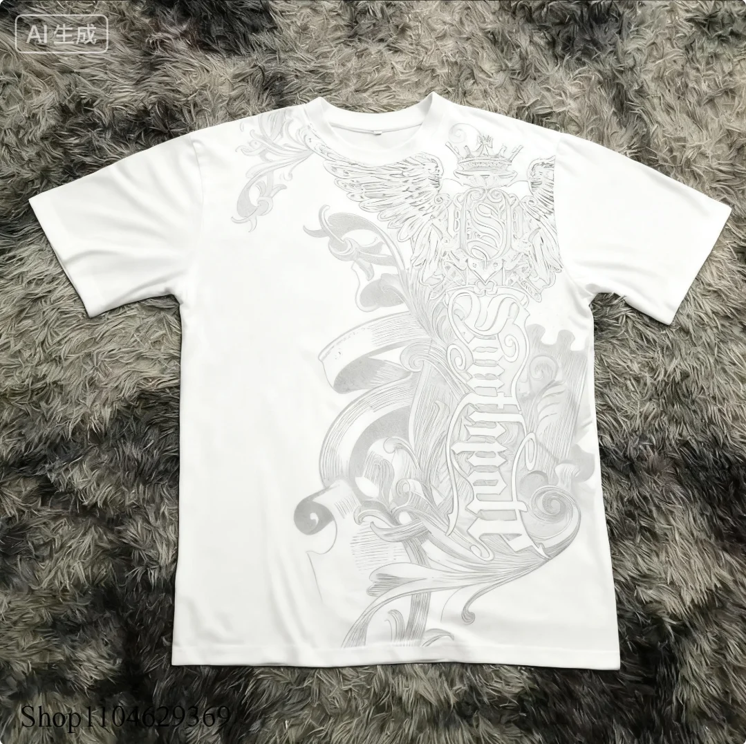 Klasyczny T-shirt w stylu Y2K Gothic z nadrukiem, oversize, koszulki high street, gotyckie bluzki z okrągłym dekoltem, bawełniane topy, nowe męskie i damskie T-shirty