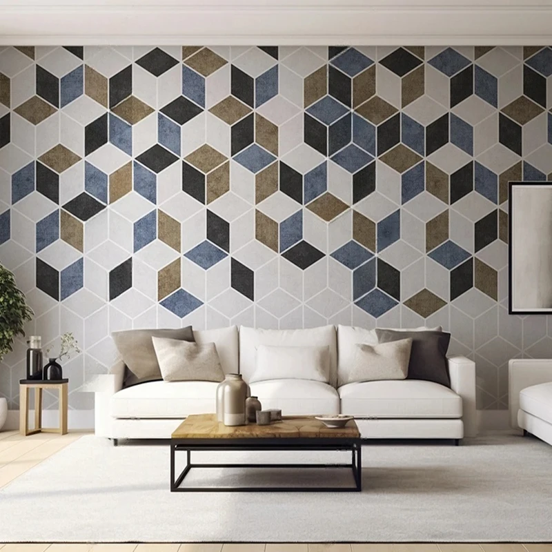 Abstract Custom 3D Stereo Mural Space Geometric Pattern Wallpaper Wall Art Painting Background For Living Room Wall Coverings