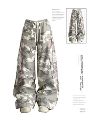 Women's Baggy Camouflage Cargo Pants Vintage Harajuku 90s Aesthetic Oversize Y2k Pants High Waist Trousers 2000s Fashion Clothes
