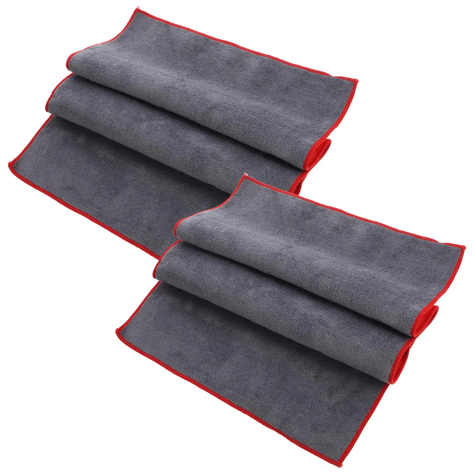 

2Pcs Car Drying Towel Super Absorbent Reusable Suede Cloth Gray Red Large Size Quick Dry Car Wash Accessories