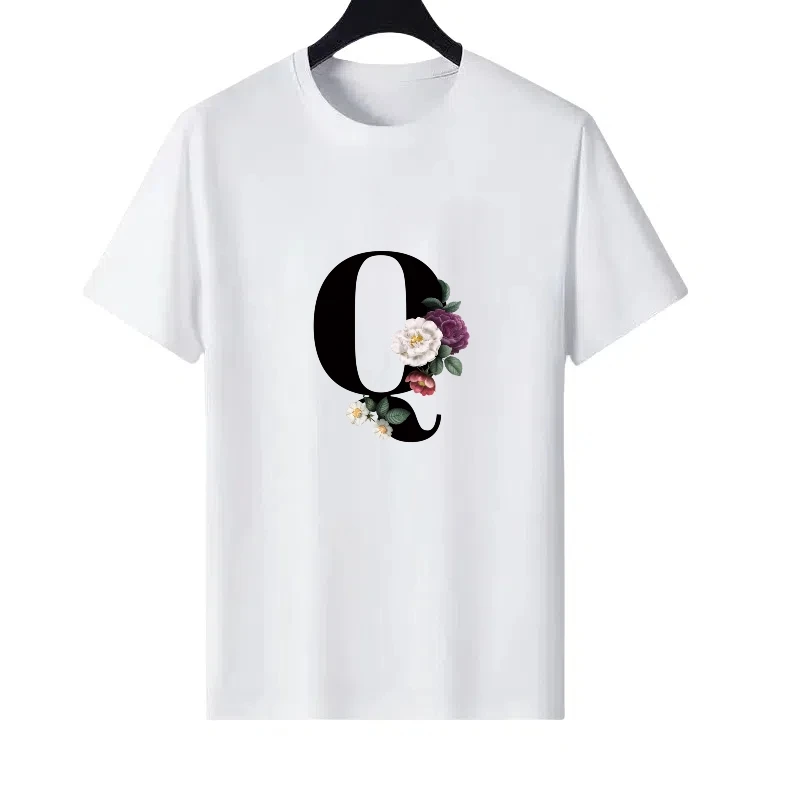 

Letter Number Woman White Sporty Round Neck Parent-child Clothing Tops Ladies Cheap Y2k Short Sleeves T-Shirt Men Sweatshirts